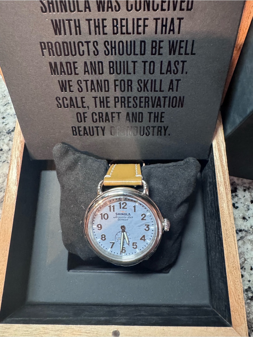 Shinola Silver Case Watch with Tan Leather Strap